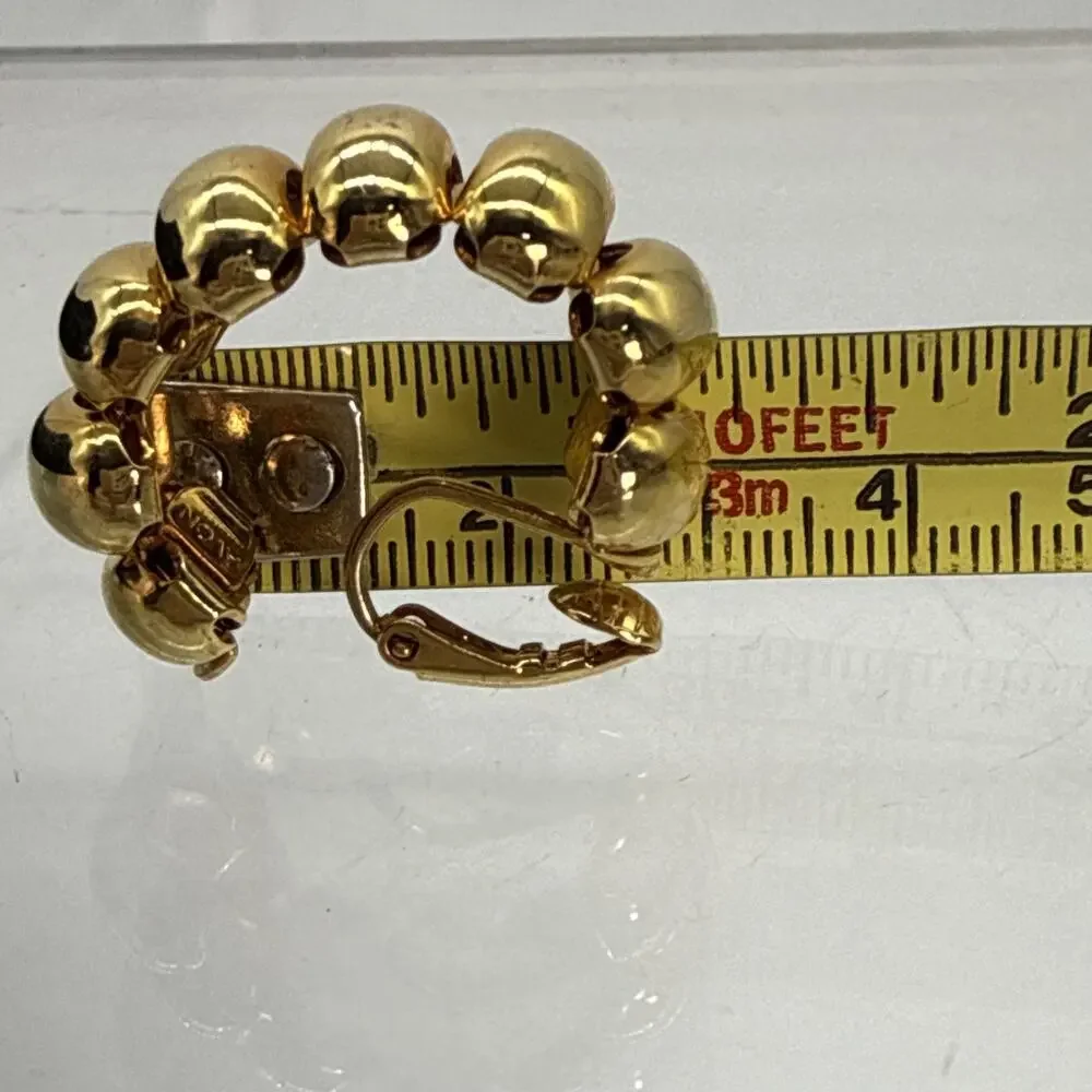 Vintage Avon SP Gold Tone Puffy Segmented Chunky Hoop Earrings Clip On 1
